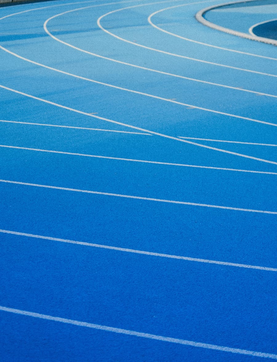 Lanes of a blue running track